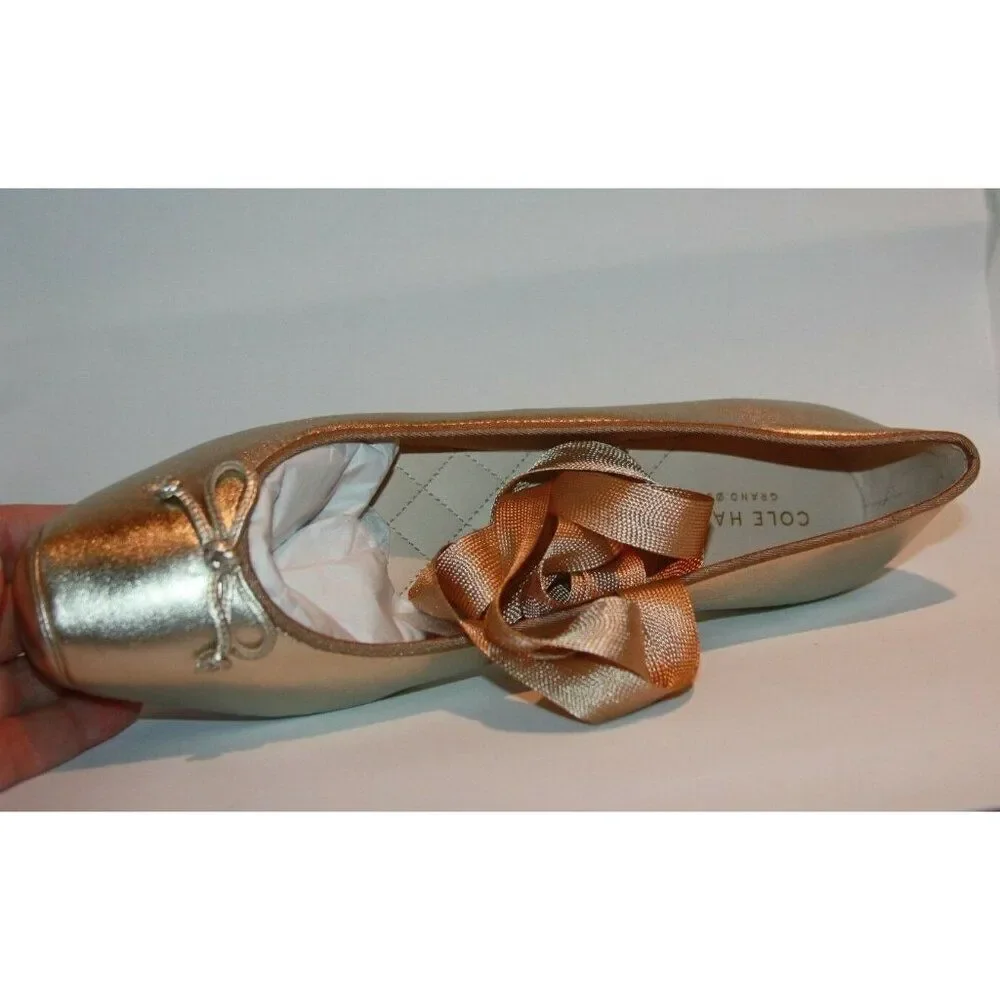 Cole Haan Women's 8.5B Downtown Ballet Gold Metallic Flats - New